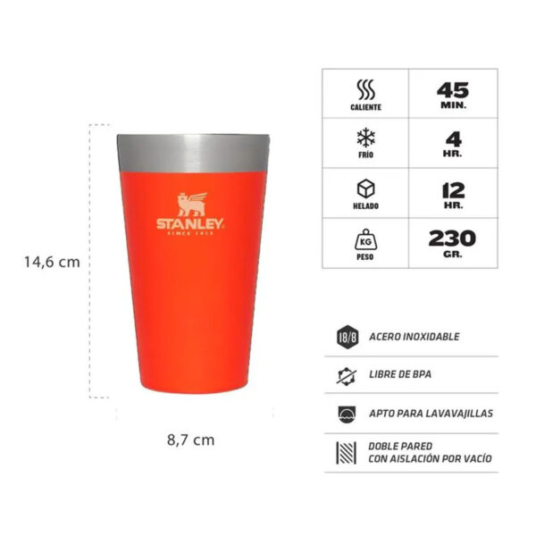 Vaso Stanley Pinta Tigerlily 473ml Color Naranja - Imagen 3